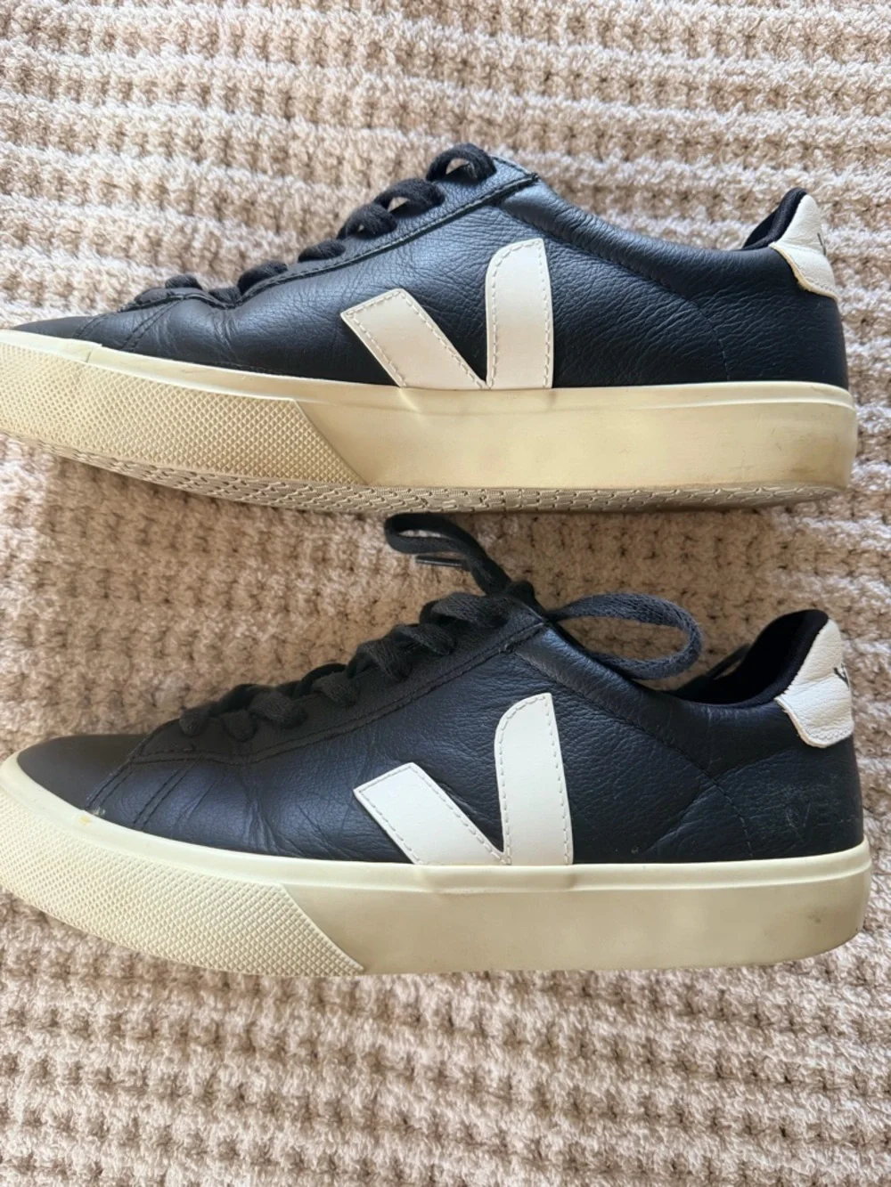 Veja Women’s V-10 Leather Sneaker in Black/White